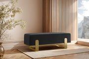 Aria Contemporary Velvet Bench  Luxurious Seating with a Glamorous Gold Base