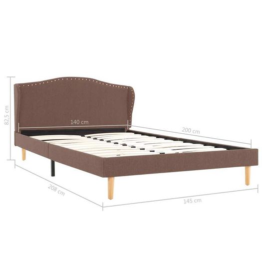 Bed Frame Brown Fabric 135x190 cm