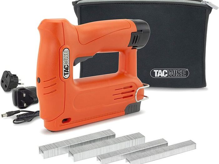 Cordless 12V Staple/Nail Gun with Storage Bag & 400 Staples, Uses Type 13 & 53 Staples and Type 180 Nails