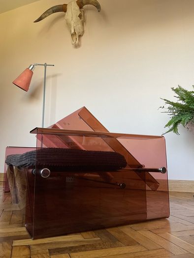 Mid century pink Perspex 2 seater love seat