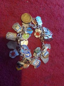 vintage silver and enamel charm bracelet