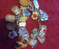 vintage silver and enamel charm bracelet