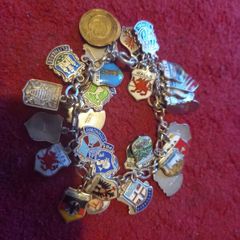 vintage silver and enamel charm bracelet