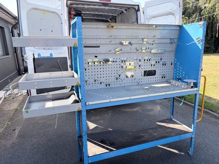 Bri-Stor van workbench, shelves and BOTT hooks