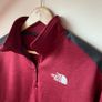 The North Face Cropped Quarter Zip Fleece Pullover Burgundy Black Small Image 2