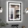Black Bathroom Mirror with Led Lights 50x70cm, Antifog Wall Vanity Mirror Black Frame Image 10
