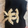 Black Crewneck Sweatshirt with Couture-Inspired Pearl Embellishment Image 3