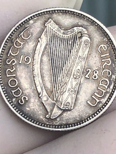1928 Shilling Irish Silver 75% AU/UNC