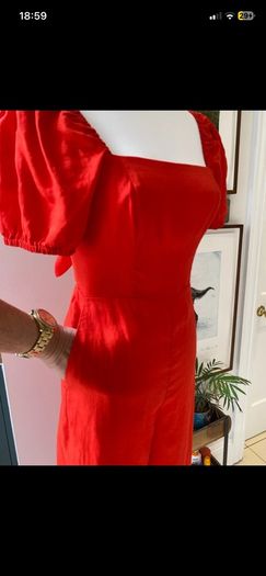 & Other Stories red linen jumpsuit