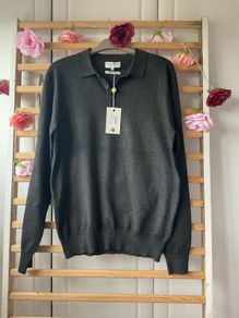 jumper bnwt Christiano baldinucci charcoal grey polo style jumper large