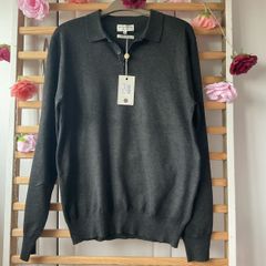 jumper bnwt Christiano baldinucci charcoal grey polo style jumper large
