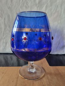 Large vintage Bohemia glass goblet