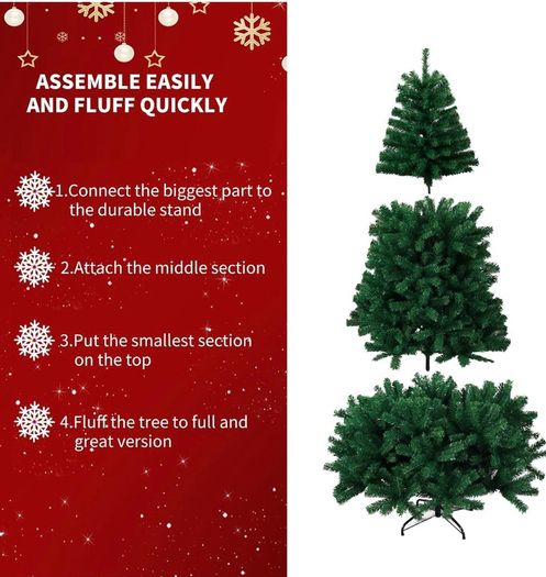 7ft Premium Christmas Tree 1432 Branch Tips Green Xmas Trees Bushy Artificial Christmas Tree Pine Tree with Metal Stand Easy to Assemble Realistic Spruce Branches Christmas Tree for Indoor and Outdoor