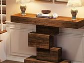 Farmhouse Console Table 42.5 Inch Narrow Sofa Table with Geometric Base Rustic Entryway Accent Table