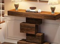 main image for ad Farmhouse Console Table 42.5 Inch Narrow Sofa Table with Geometric Base Rustic Entryway Accent Table