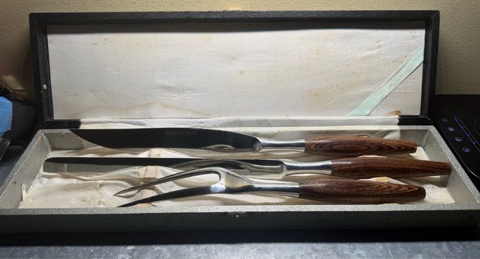 Vintage Mid-Century Japanese Stainless Steel Carving Set