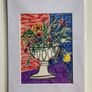 Mothers Day Offer Original art Original Floral Artwork on paper A4 Mounted contemporary Irish Art abstract painting Image 2