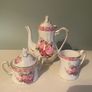 Vintage Porcelain small teapot sugar bowl and creamer set .       porcelain Image 4