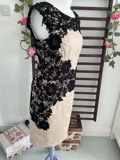 dress occasion brand comma size 12 beige with black lace