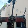 Antique Mahogany Column Coat stand brass lion hooks Image 7