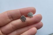 Sterling silver monstera leaves stud earrings, leaf studs