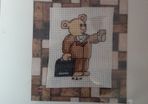 Homemade X-stitch Greeting Card:- Business Bear