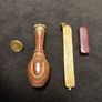 Fine Handmade Fleur de Lis Wax Seal Stamp Kit Vintage Brass Stamp Head Colorful Turned Birchwood Handle Gold tone Stick of Sealing Wax Image 2