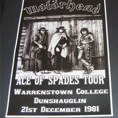 Motorhead concert poster Warrenstown College Ireland 1981 A3 size repro