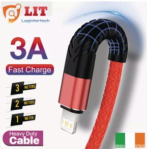 1m/2m/3m Long Lightning iPhone Charger for Apple iPhone 12 11 X 6 5 7 8 USB Cable