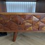 Solid Wood TV Stand with Geometric Carved Drawers Image 2