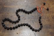 Vintage Black Galalith Bead Necklace
