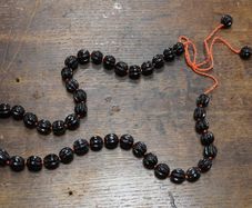 Vintage Black Galalith Bead Necklace