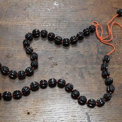 Vintage Black Galalith Bead Necklace