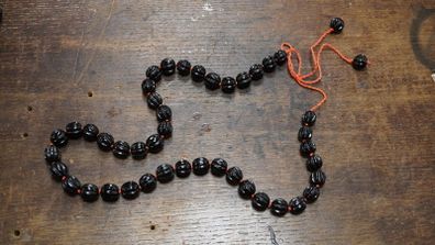 Vintage Black Galalith Bead Necklace