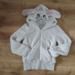 Fluffy White Bunny Hoodie, size 12