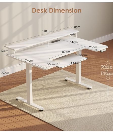 U-Shaped Electric Standing Desk with LED Lights & USB Ports