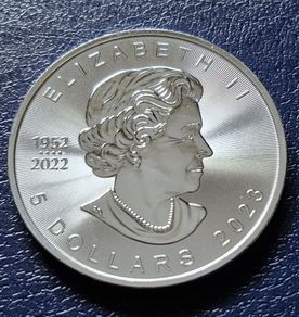 1 Oz 2023 Canada Silver Maple Leaf 1952-2022  Queen Elizabeth