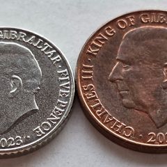 Gibraltar Coins Charles III Coronation 1p & 5p 2023