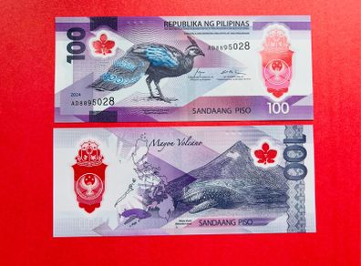 Philippines   100  Piso  2024  Polymer / Plastic  Pick 238a  ( Uncirculated )