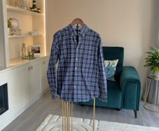 Mens Tommy Hilfiger Long-sleeve Shirt in a Navy and Blue Check Pattern
