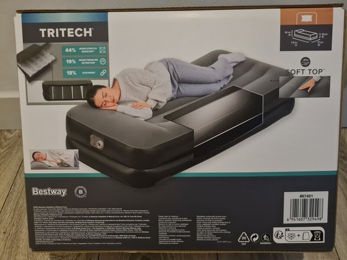 Bestway Indoor Tritech Air Single Mattress With Pump - Black/Gray