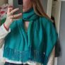 Unworn Turquoise Geometric Patterned Fringe Scarf / pashmina / Wrap Image 3