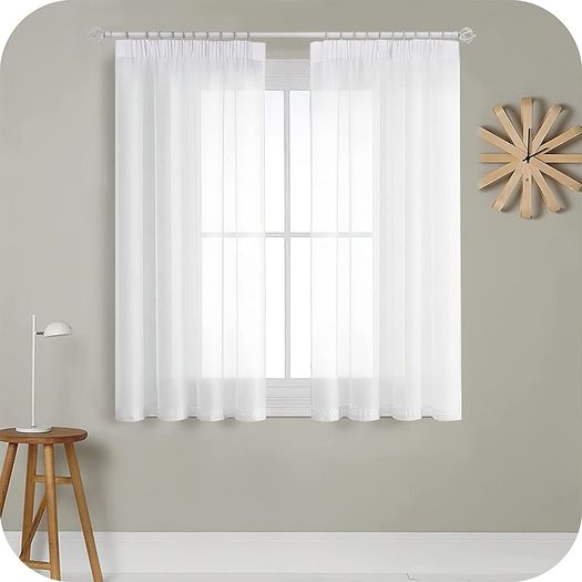 Curtains Tab Top Transparent  2 piece set 137x140cm   White