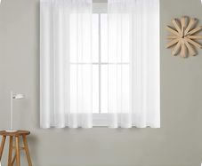 Curtains Tab Top Transparent  2 piece set 137x140cm   White