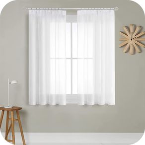Curtains Tab Top Transparent  2 piece set 137x140cm   White