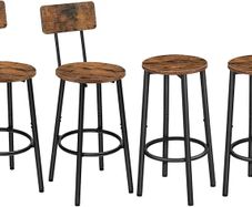 Round Bar Stools Set of 2 and Bar Stools with Back Set of 2 Bundle, High Bar Chairs for Dining Room, Party