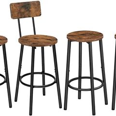 Round Bar Stools Set of 2 and Bar Stools with Back Set of 2 Bundle, High Bar Chairs for Dining Room, Party