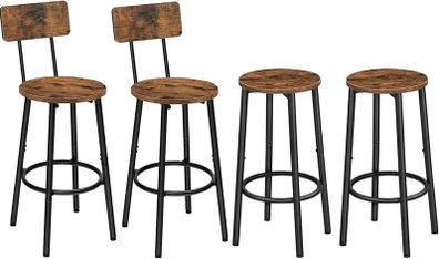 Round Bar Stools Set of 2 and Bar Stools with Back Set of 2 Bundle, High Bar Chairs for Dining Room, Party