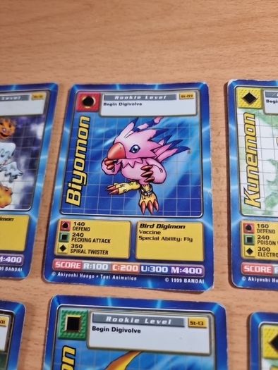 12 Rookie level Digimon cards. 1999