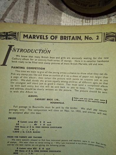 Cadbury's More British Marvels Album No. 2 1930s Cigarette Card Album Postage Available or Collection,